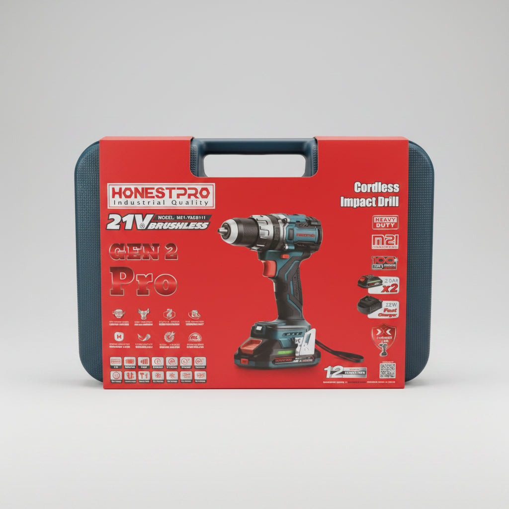 HonestPro Gen 2 Pro – Perceuse à Impact Sans Fil 21V Brushless