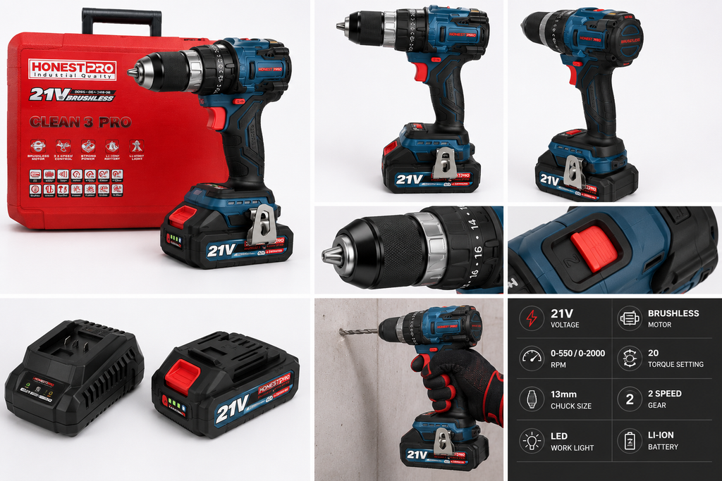 🔋 Visseuse Sans Fil HonestPro CLEAN 3 PRO 21V Brushless